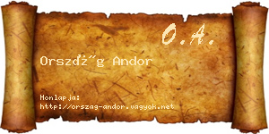 Ország Andor névjegykártya