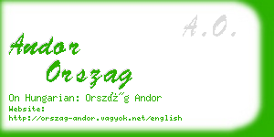 andor orszag business card